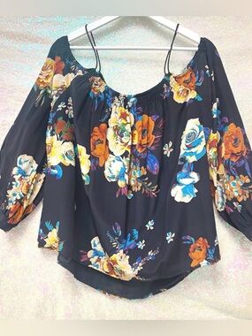 🌼Anthropologie Tallie Floral Off-Shoulder Blouse- Boho Chic- Business Casual🌼